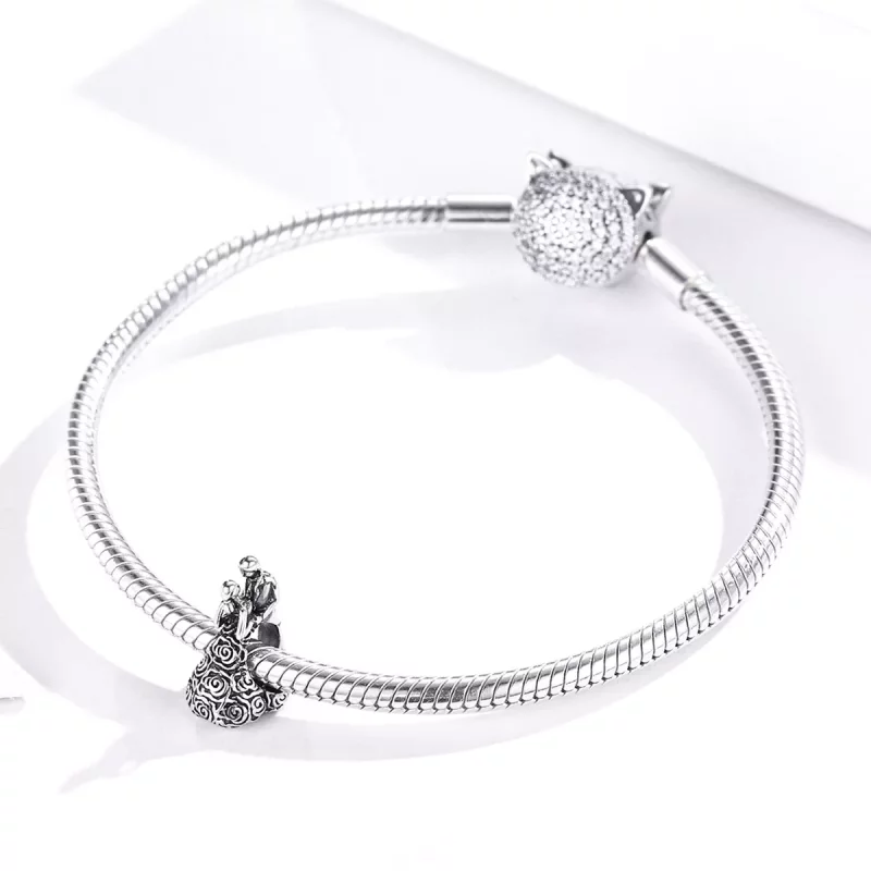 (imagen para) Charm de novia y novio bailando para fiesta de bodas en estilo Pandora de plata - Ver 3
