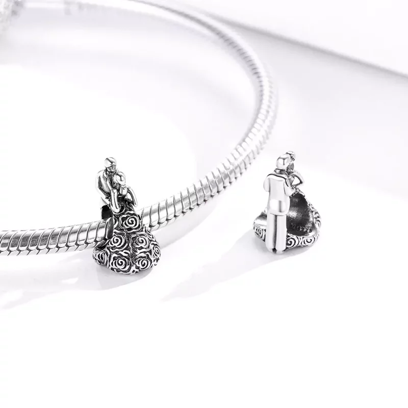 (imagen para) Charm de novia y novio bailando para fiesta de bodas en estilo Pandora de plata - Ver 4