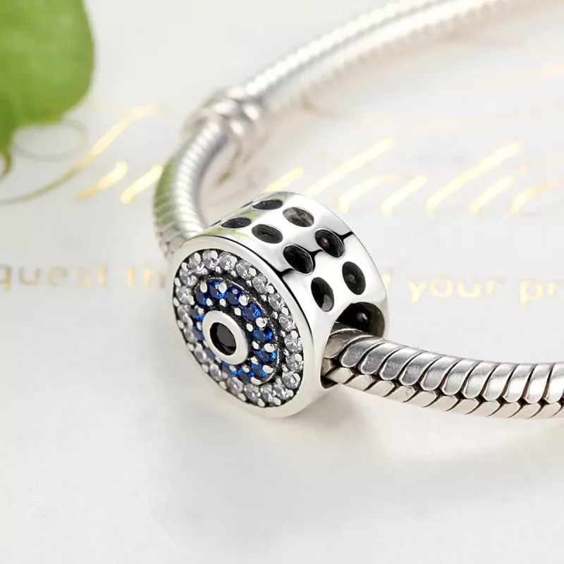 (imagen para) Charm de Ojo Plateado con Brilal Estilo Pandora - SCC092 - Ver 3