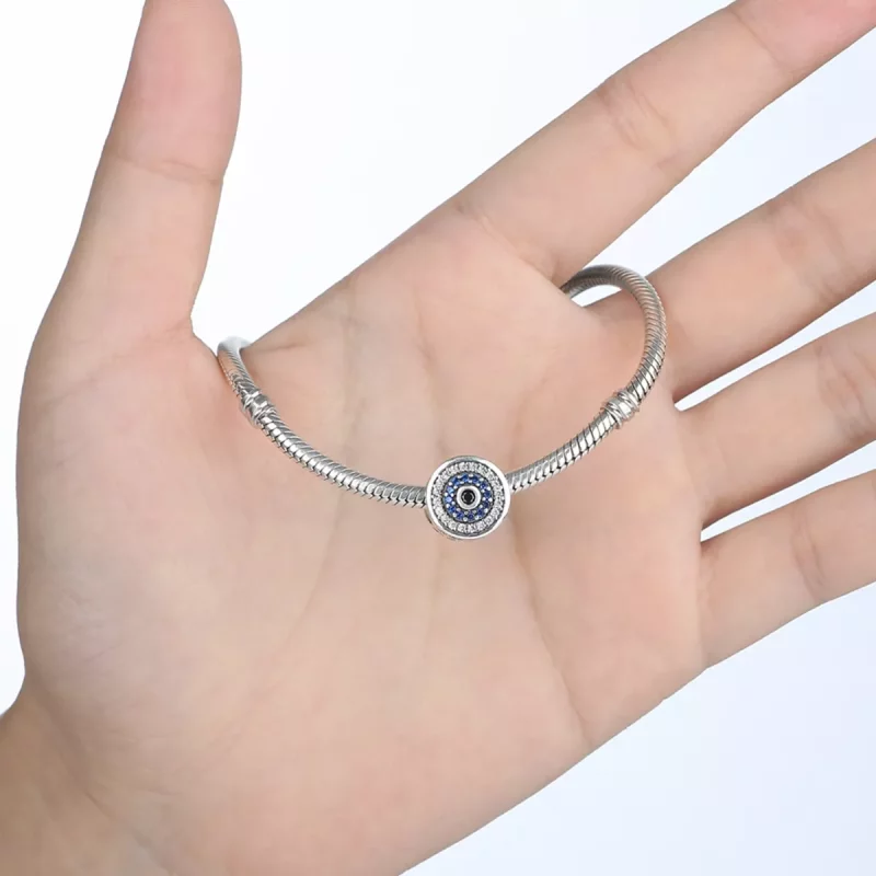 (imagen para) Charm de Ojo Plateado con Brilal Estilo Pandora - SCC092 - Ver 4