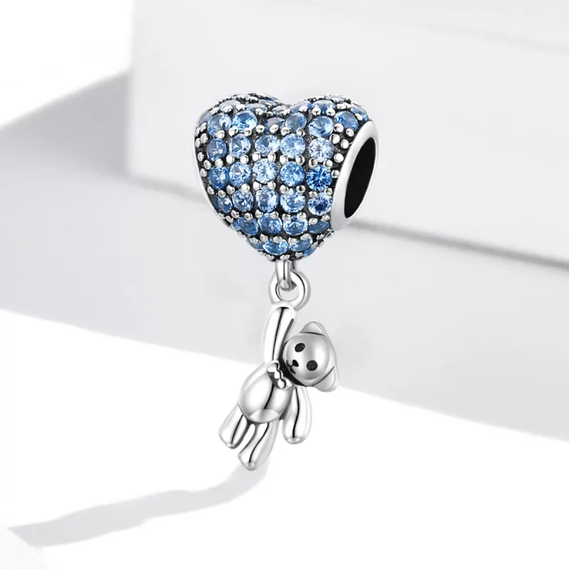 (imagen para) Charm de oso con globo de amor al estilo Pandora - SCC2023 - Ver 2