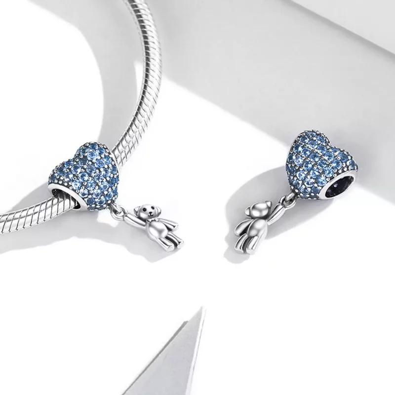 (imagen para) Charm de oso con globo de amor al estilo Pandora - SCC2023 - Ver 4