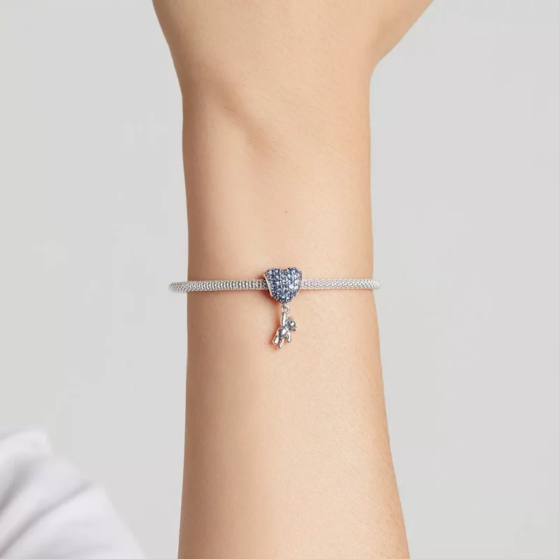 (imagen para) Charm de oso con globo de amor al estilo Pandora - SCC2023 - Ver 5