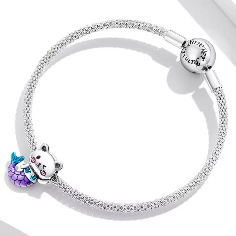 (imagen para) Charm de Oso de Cola de Pez al estilo Pandora - SCC2132 - Ver 3
