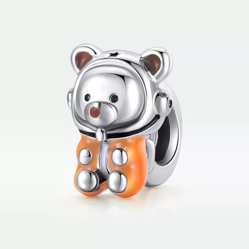 (imagen para) Charm de Oso Espacial de Plata al Estilo Pandora - SCC1693 - Ver 5