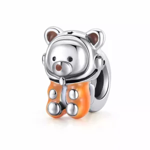 (imagen para) Charm de Oso Espacial de Plata al Estilo Pandora - SCC1693
