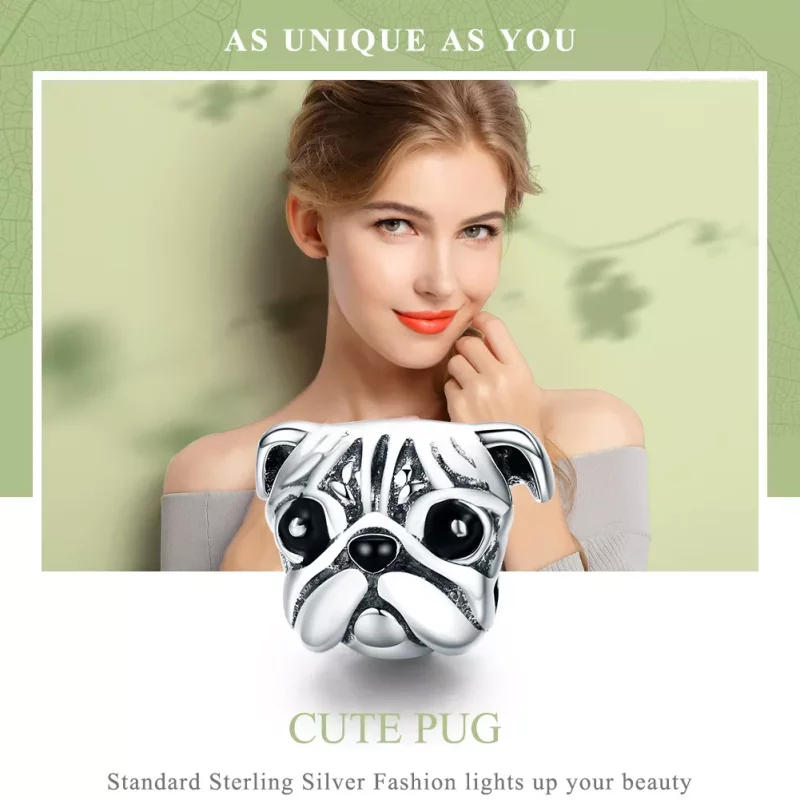 (imagen para) Charm de perro Shar-Pei de plata estilo Pandora - SCC834 - Ver 6