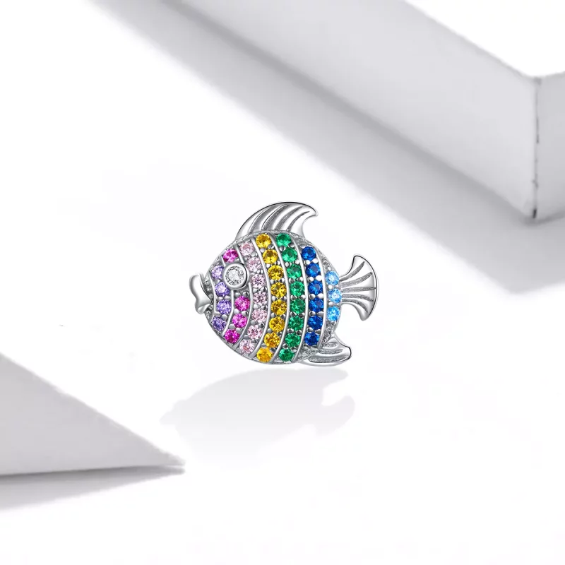 (imagen para) Charm de Pez Colorido de Estilo Pandora en Plata - SCC1803 - Ver 2