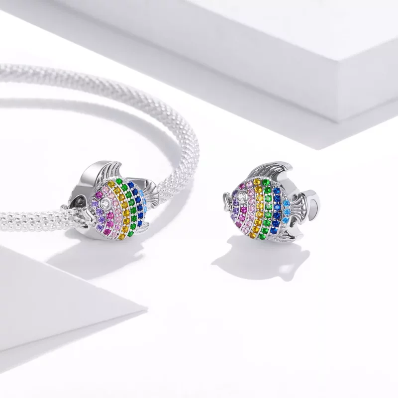 (imagen para) Charm de Pez Colorido de Estilo Pandora en Plata - SCC1803 - Ver 4