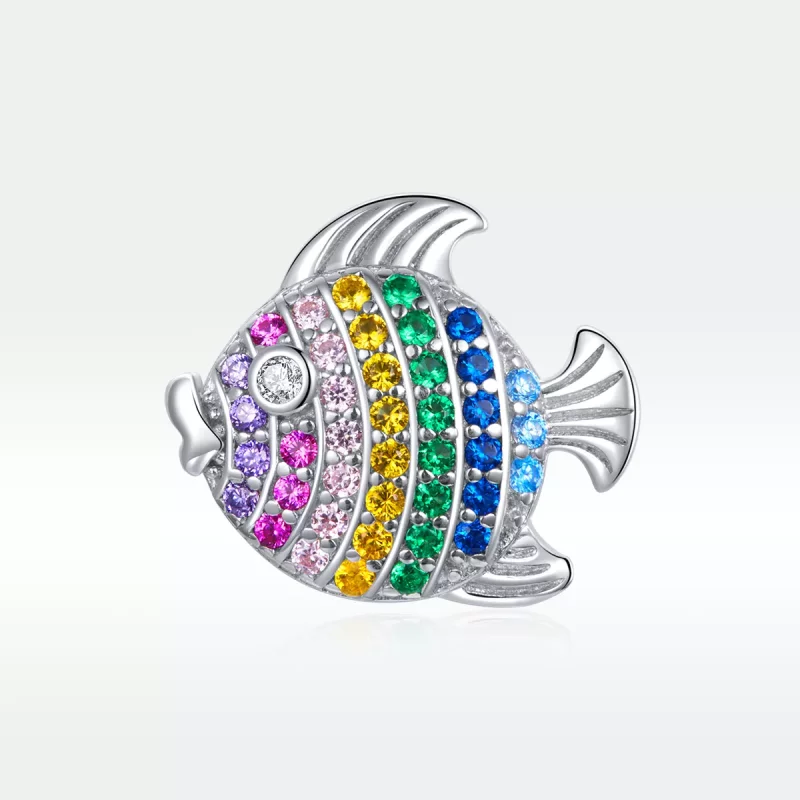(imagen para) Charm de Pez Colorido de Estilo Pandora en Plata - SCC1803 - Ver 5