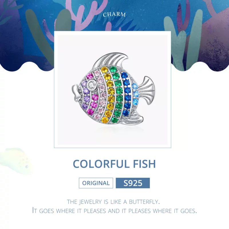 (imagen para) Charm de Pez Colorido de Estilo Pandora en Plata - SCC1803 - Ver 6