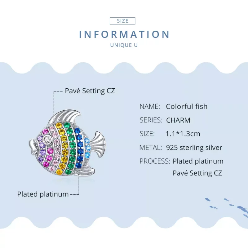 (imagen para) Charm de Pez Colorido de Estilo Pandora en Plata - SCC1803 - Ver 8