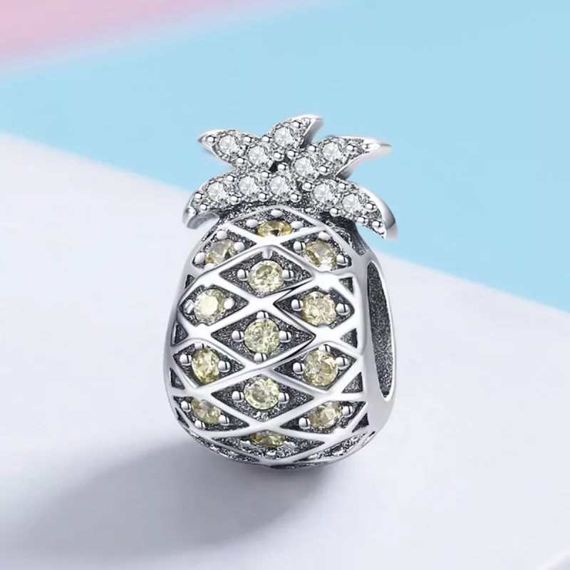 (imagen para) Charm de piña de verano plateado estilo Pandora - SCC936 - Ver 2