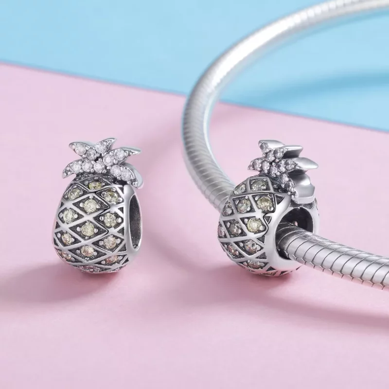 (imagen para) Charm de piña de verano plateado estilo Pandora - SCC936 - Ver 4