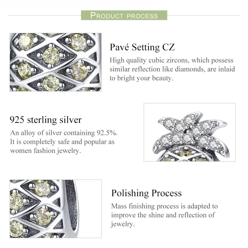 (imagen para) Charm de piña de verano plateado estilo Pandora - SCC936 - Ver 7