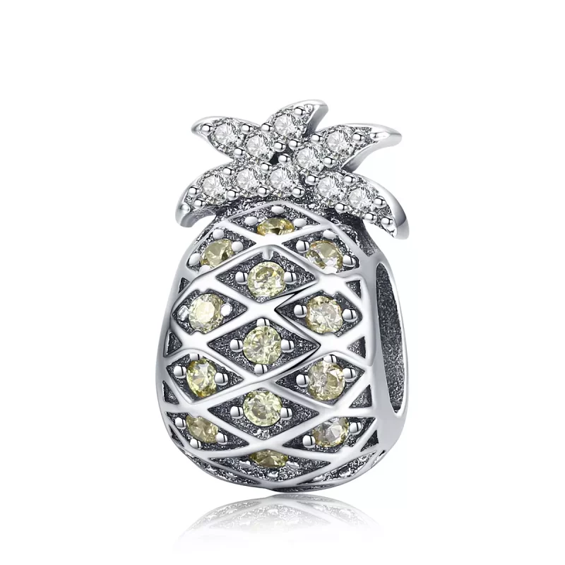(imagen para) Charm de piña de verano plateado estilo Pandora - SCC936