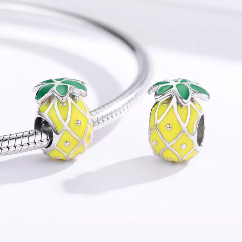 (imagen para) Charm de piña plateado de estilo Pandora - BSC128 - Ver 3