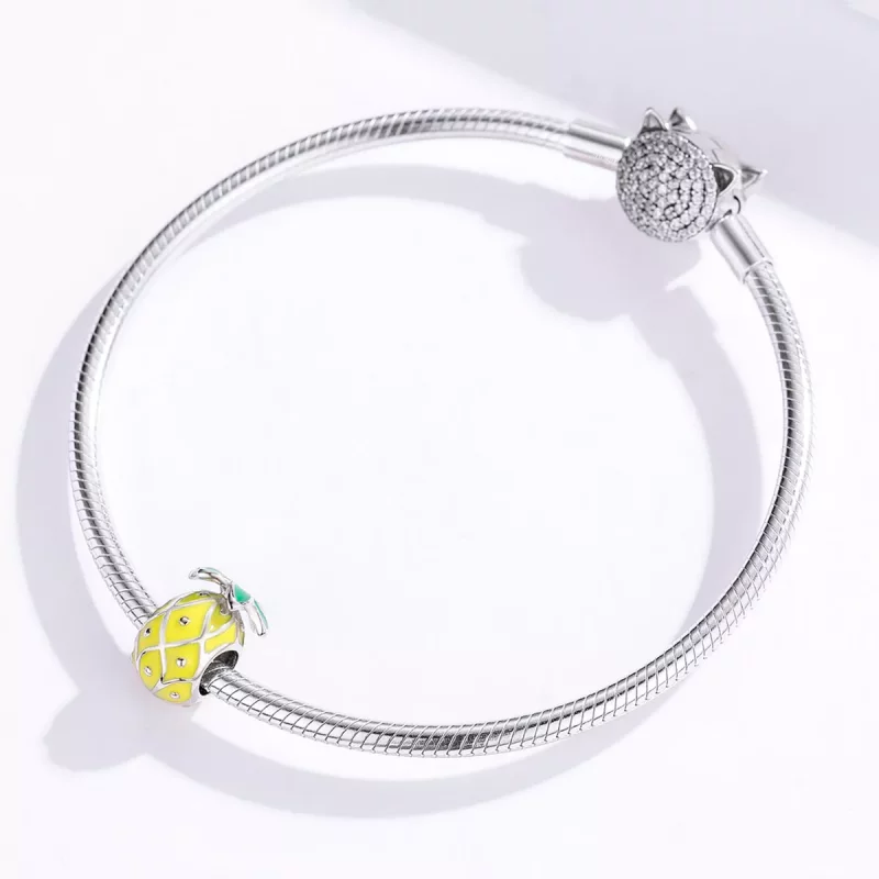 (imagen para) Charm de piña plateado de estilo Pandora - BSC128 - Ver 4