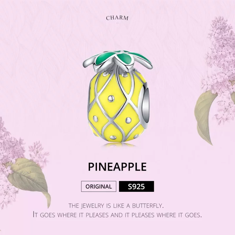 (imagen para) Charm de piña plateado de estilo Pandora - BSC128 - Ver 5