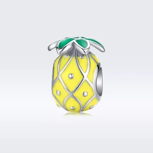 Charm de piña plateado de estilo Pandora - BSC128 (imagen para) Charm de piña plateado de estilo Pandora - BSC128