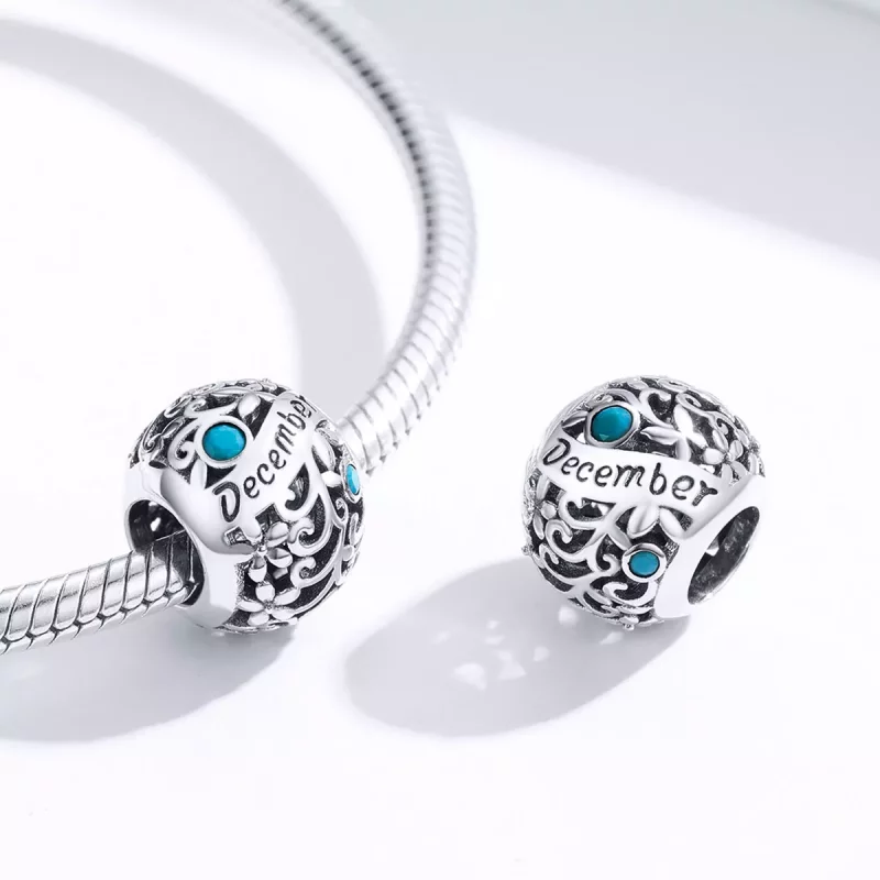 (imagen para) Charm de piedra de nacimiento de diciembre estilo Pandora en plata - SCC1385-12 - Ver 2