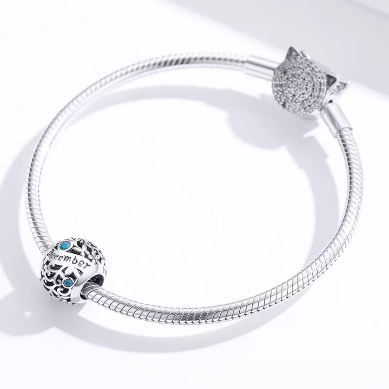 (imagen para) Charm de piedra de nacimiento de diciembre estilo Pandora en plata - SCC1385-12 - Ver 3