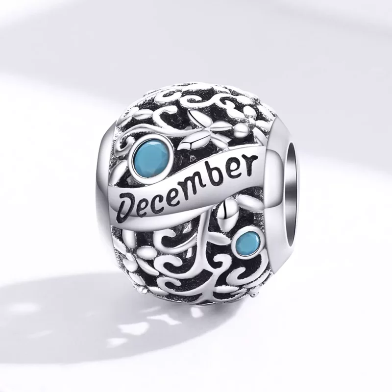 (imagen para) Charm de piedra de nacimiento de diciembre estilo Pandora en plata - SCC1385-12 - Ver 4