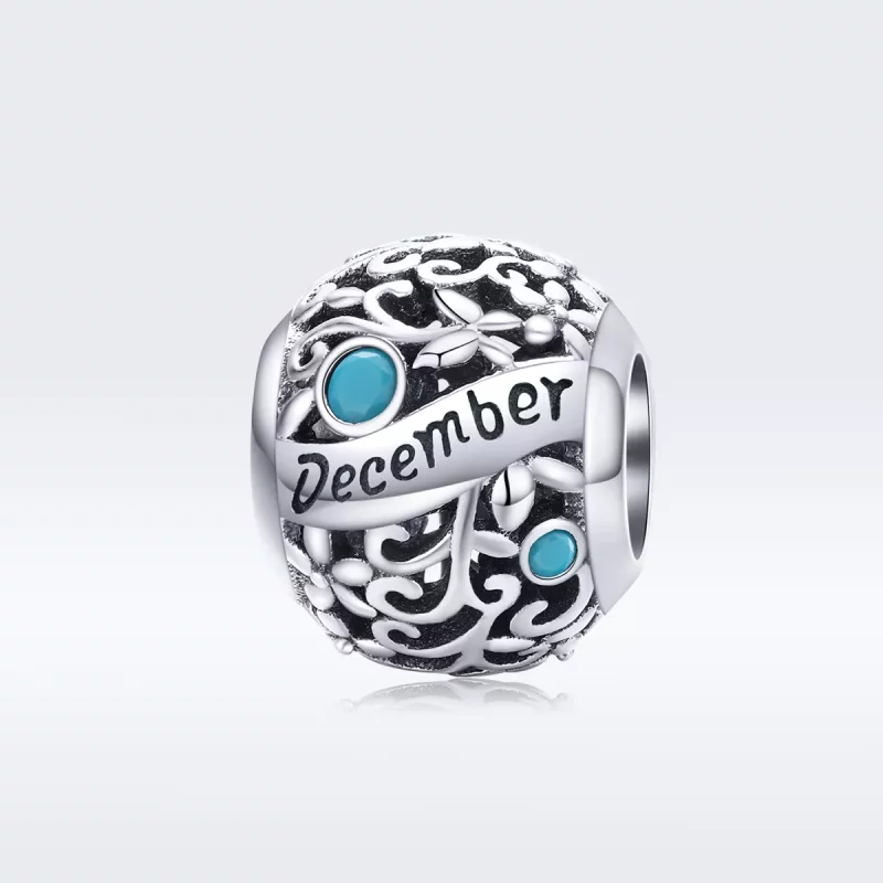 (imagen para) Charm de piedra de nacimiento de diciembre estilo Pandora en plata - SCC1385-12 - Ver 5