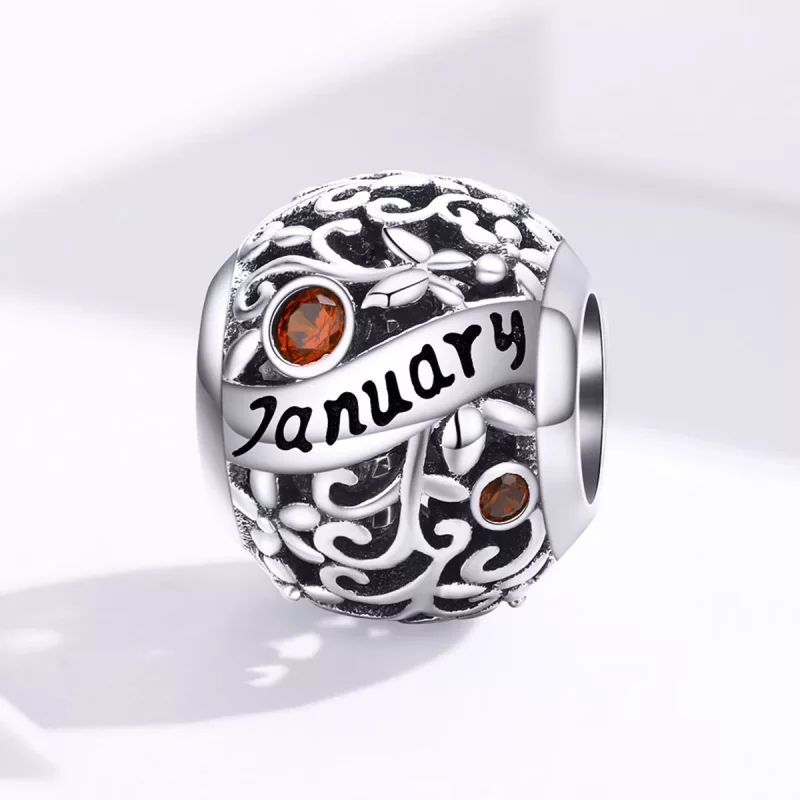 (imagen para) Charm de piedra de nacimiento de enero en estilo Pandora de plata - SCC1385-1 - Ver 4