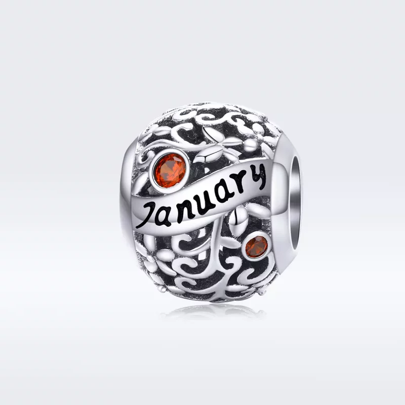 (imagen para) Charm de piedra de nacimiento de enero en estilo Pandora de plata - SCC1385-1 - Ver 5