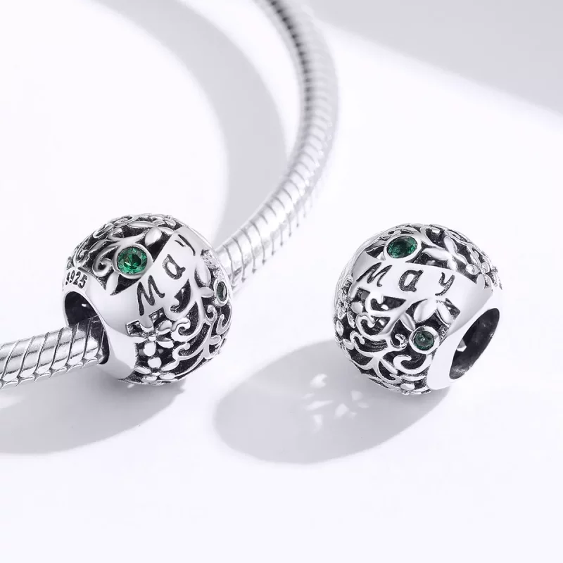 (imagen para) Charm de Piedra de Nacimiento de Mayo en Plata Estilo Pandora - SCC1385-5 - Ver 2