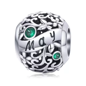 (imagen para) Charm de Piedra de Nacimiento de Mayo en Plata Estilo Pandora - SCC1385-5