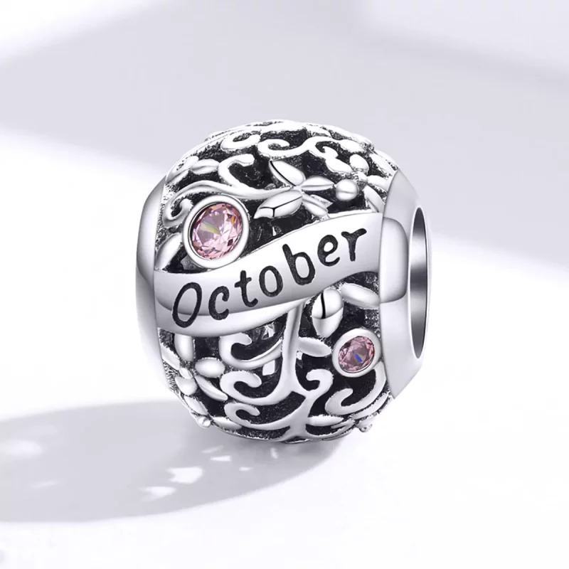 (imagen para) Charm de Piedra de Nacimiento de Octubre en Estilo Pandora de Plata - SCC1385-10 - Ver 4