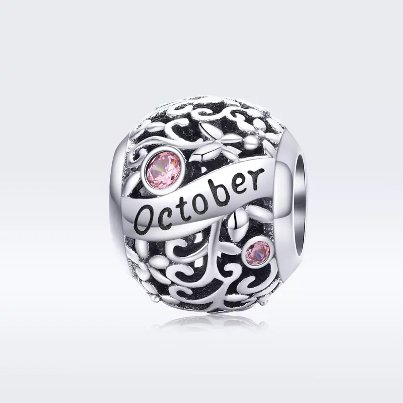 (imagen para) Charm de Piedra de Nacimiento de Octubre en Estilo Pandora de Plata - SCC1385-10 - Ver 5