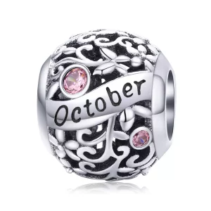 (imagen para) Charm de Piedra de Nacimiento de Octubre en Estilo Pandora de Plata - SCC1385-10