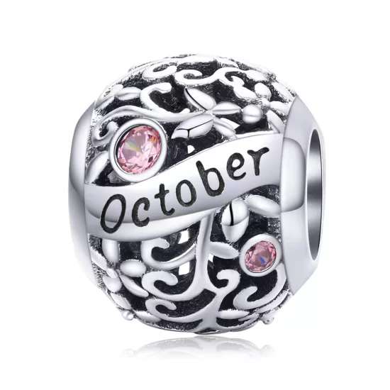 (imagen para) Charm de Piedra de Nacimiento de Octubre en Estilo Pandora de Plata - SCC1385-10