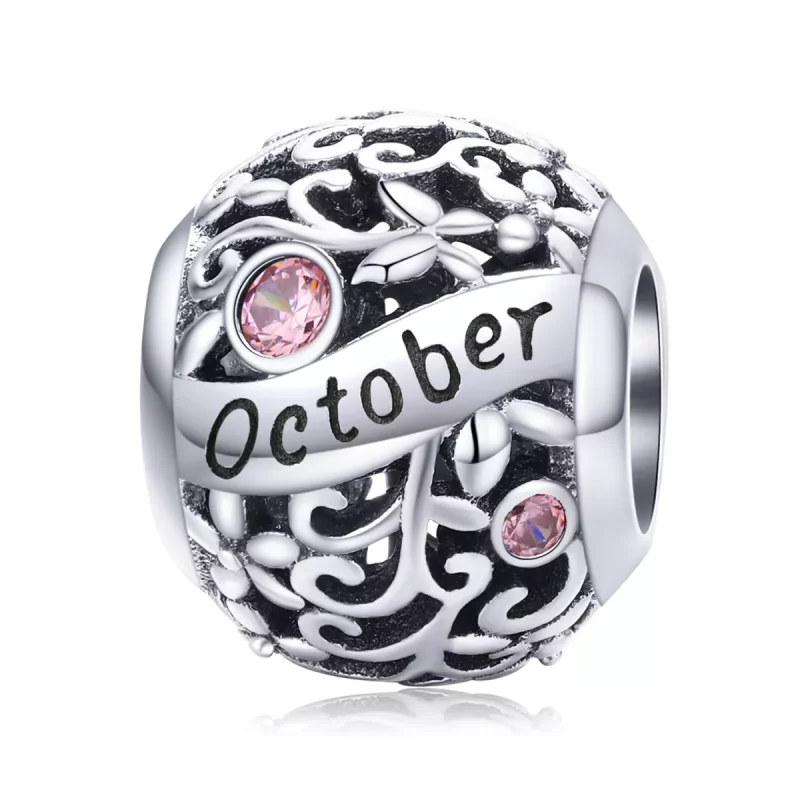 (imagen para) Charm de Piedra de Nacimiento de Octubre en Estilo Pandora de Plata - SCC1385-10