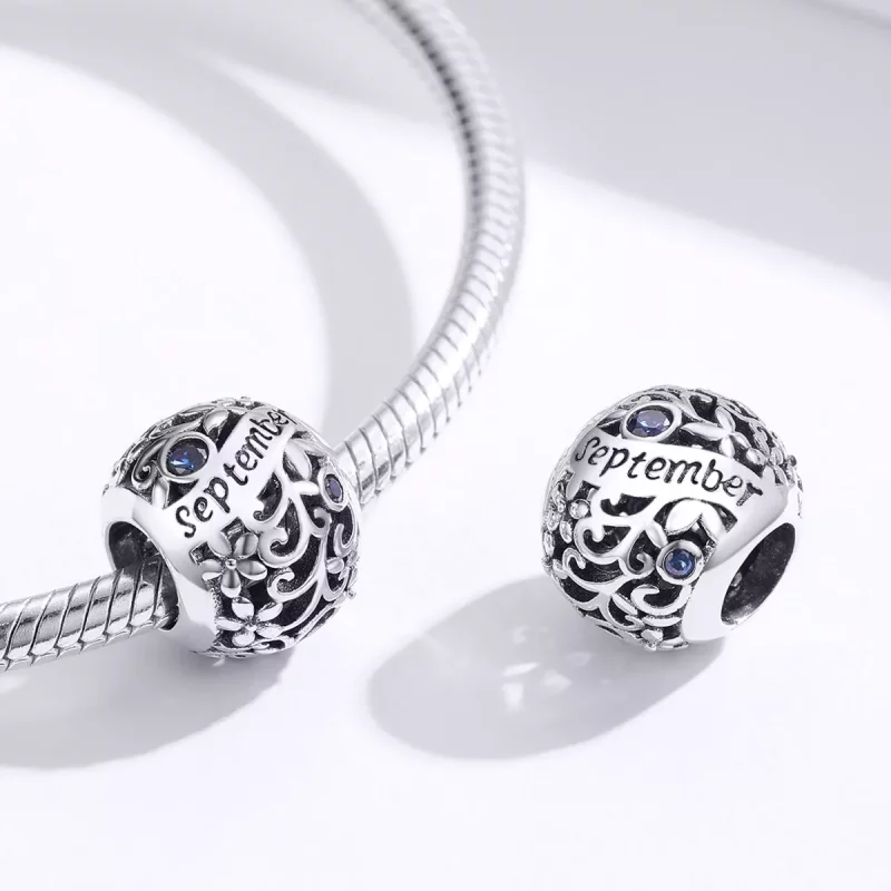 (imagen para) Charm de piedra de nacimiento de septiembre estilo Pandora en plata - SCC1385-9 - Ver 2