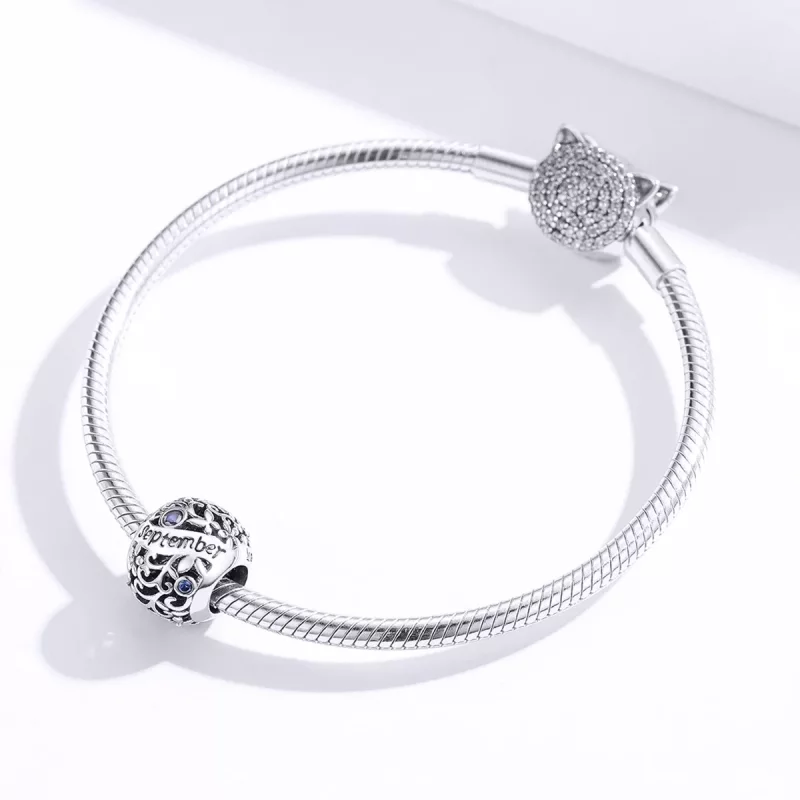 (imagen para) Charm de piedra de nacimiento de septiembre estilo Pandora en plata - SCC1385-9 - Ver 3