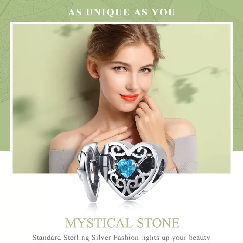(imagen para) Charm de Piedra Mística Plateada con Estilo Pandora - SCC1053 - Ver 2