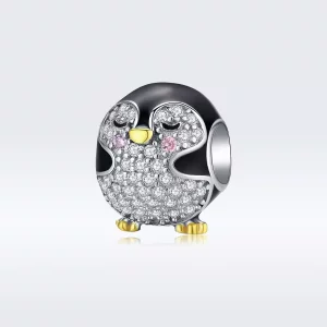 (imagen para) Charm de pingüino estilo Pandora de dos tonos bicolor - BSC126