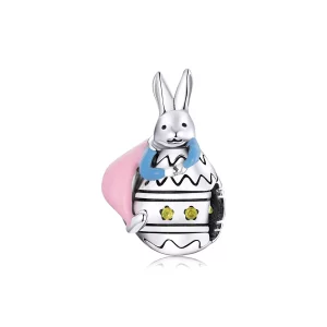 (imagen para) Charm de Plata al Estilo de Pandora con Conejita Miss - SCC1754