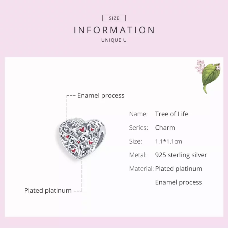 (imagen para) Charm de Plata al estilo de Pandora con Árbol de la Vida - BSC279 - Ver 7