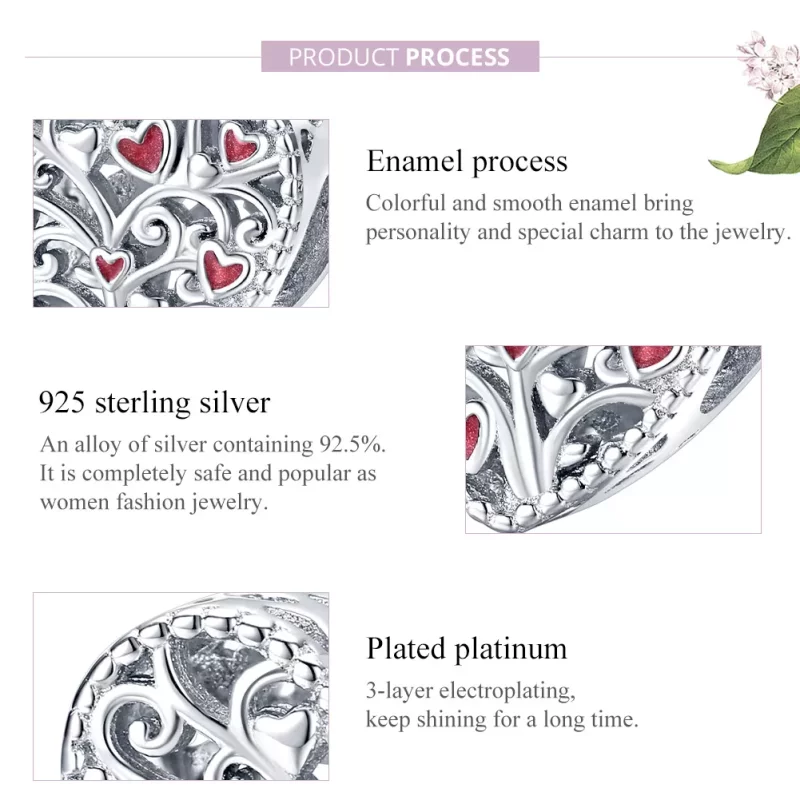 (imagen para) Charm de Plata al estilo de Pandora con Árbol de la Vida - BSC279 - Ver 8