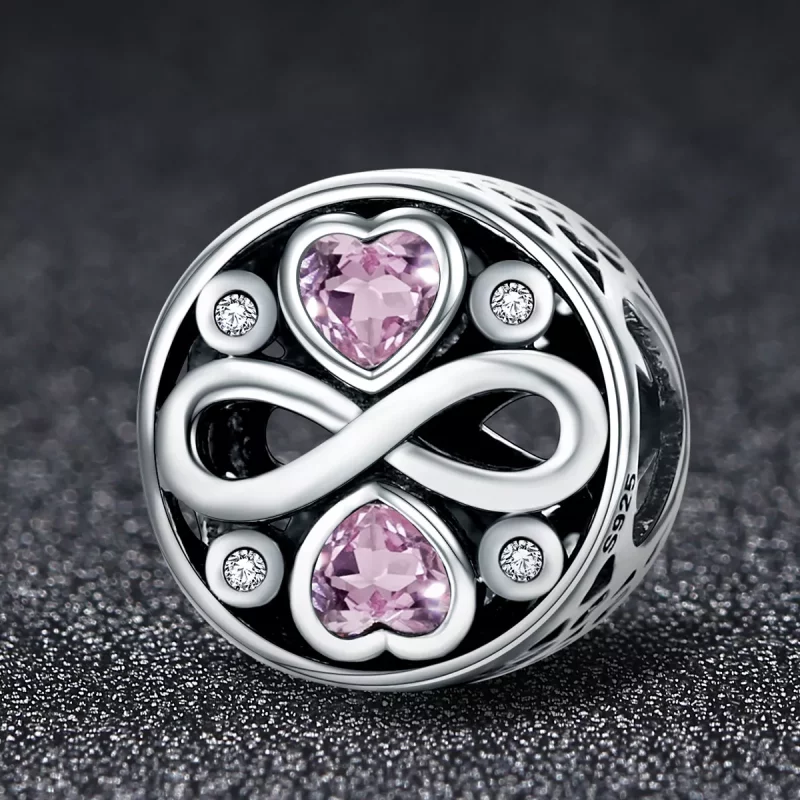 (imagen para) Charm de Plata al Estilo de Pandora que dice "El Amor Perdura" - SCC240 - Ver 2
