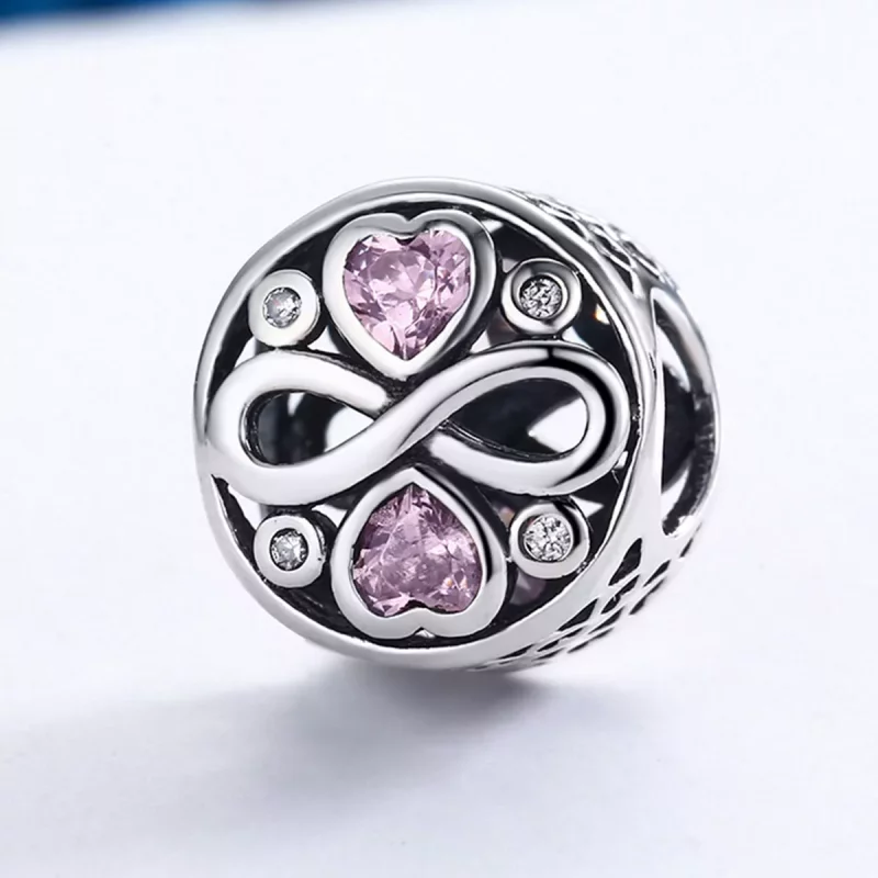 (imagen para) Charm de Plata al Estilo de Pandora que dice "El Amor Perdura" - SCC240 - Ver 3