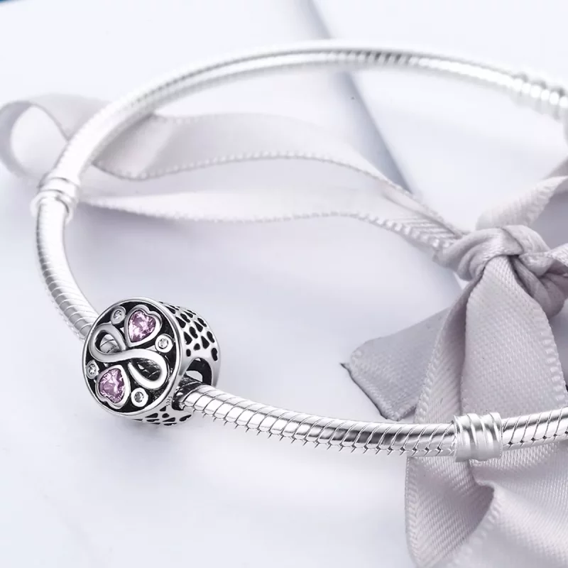 (imagen para) Charm de Plata al Estilo de Pandora que dice "El Amor Perdura" - SCC240 - Ver 4