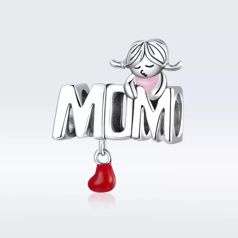 (imagen para) Charm de plata al estilo Pandora con el mensaje "Amor Mamá" - SCC1461 - Ver 5