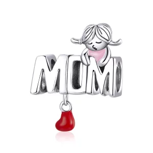 (imagen para) Charm de plata al estilo Pandora con el mensaje "Amor Mamá" - SCC1461