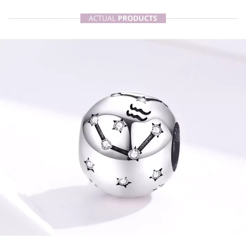 (imagen para) Charm de plata al estilo Pandora con signo de Acuario - SCC1218-11 - Ver 2